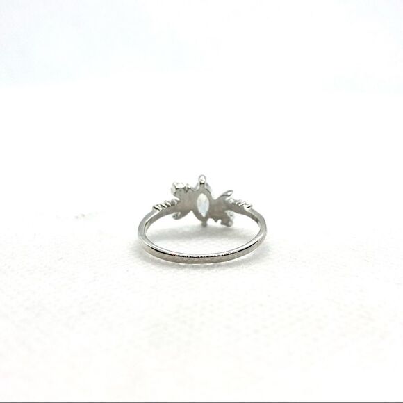 Silver Crescent Moon Crystal Ring - Picture 6 of 16